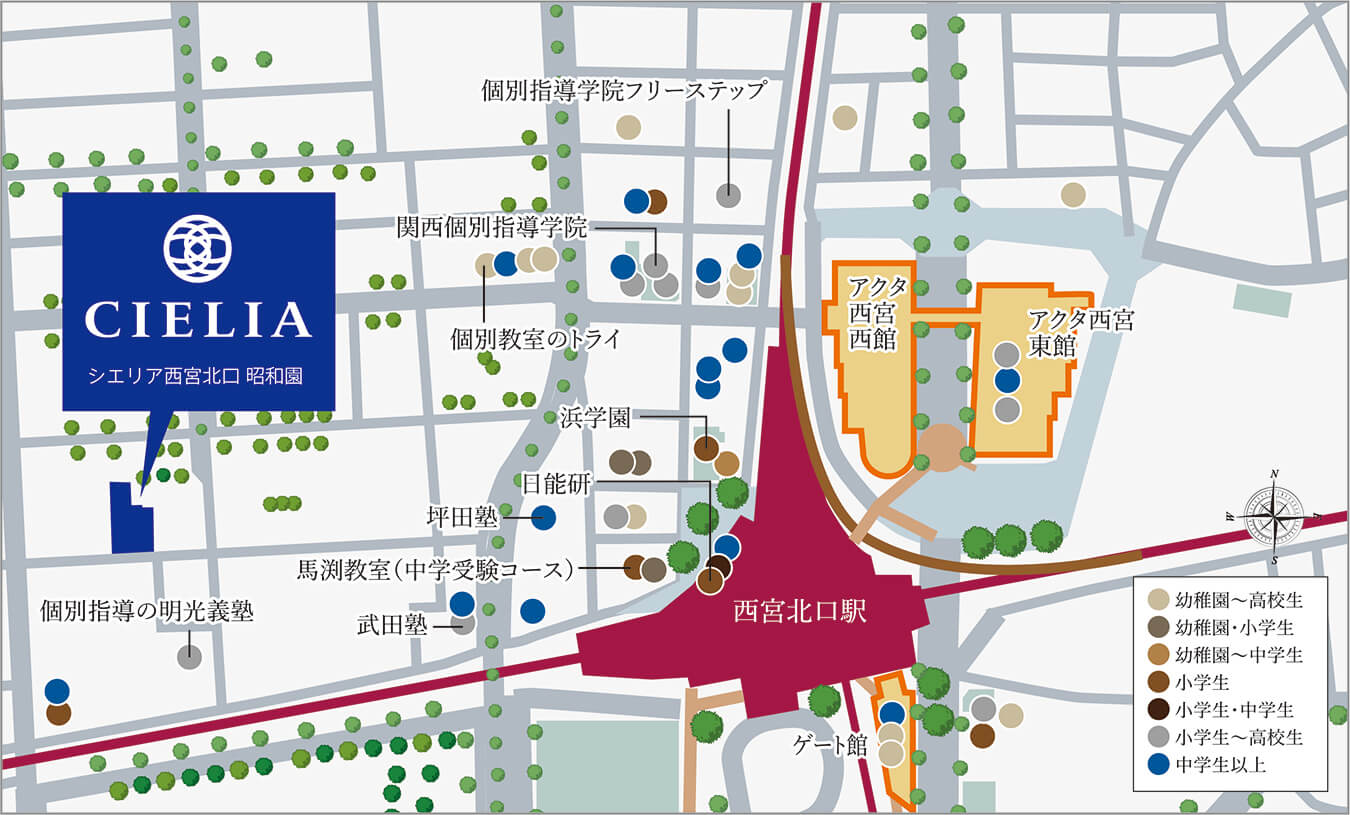 出典：塾ナビ（2024年2月、西宮北口駅 塾リスト）※詳細は各塾のHPをご確認ください。